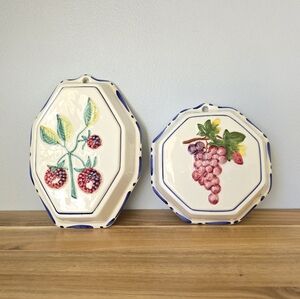 Vintage ITALIAN Ceramic Wall Plates with Fruit Design.